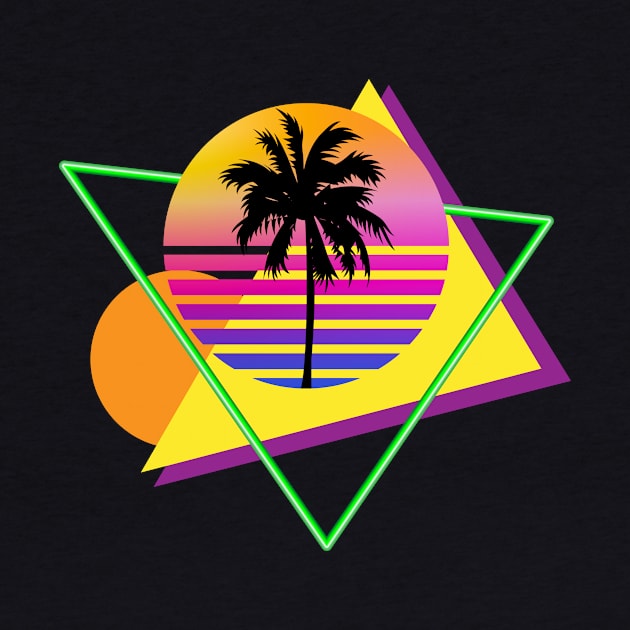 Retro 80s Throwback Palm Tree Silhouette Synthwave Sunset by Brobocop